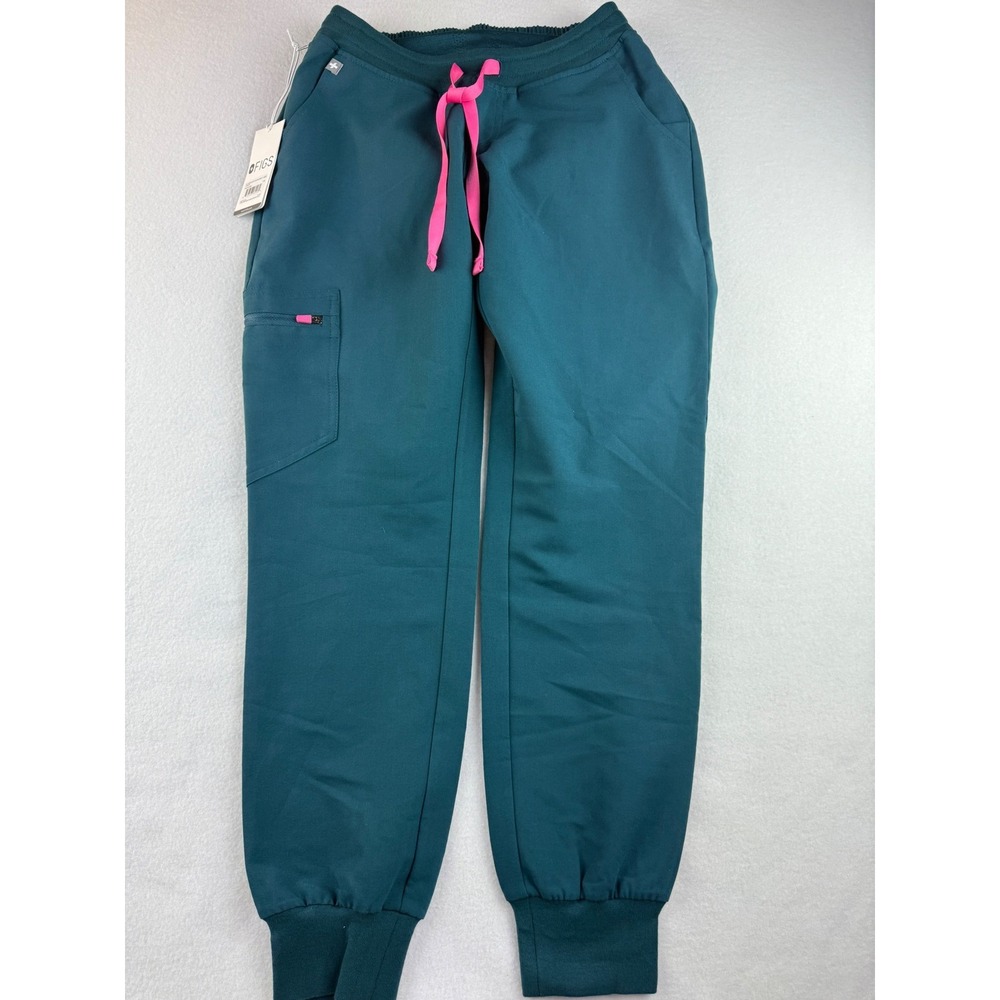 FIGS Maternity Zamora Jogger Scrub Pants XXS Teal Pink Drawstring Pockets New